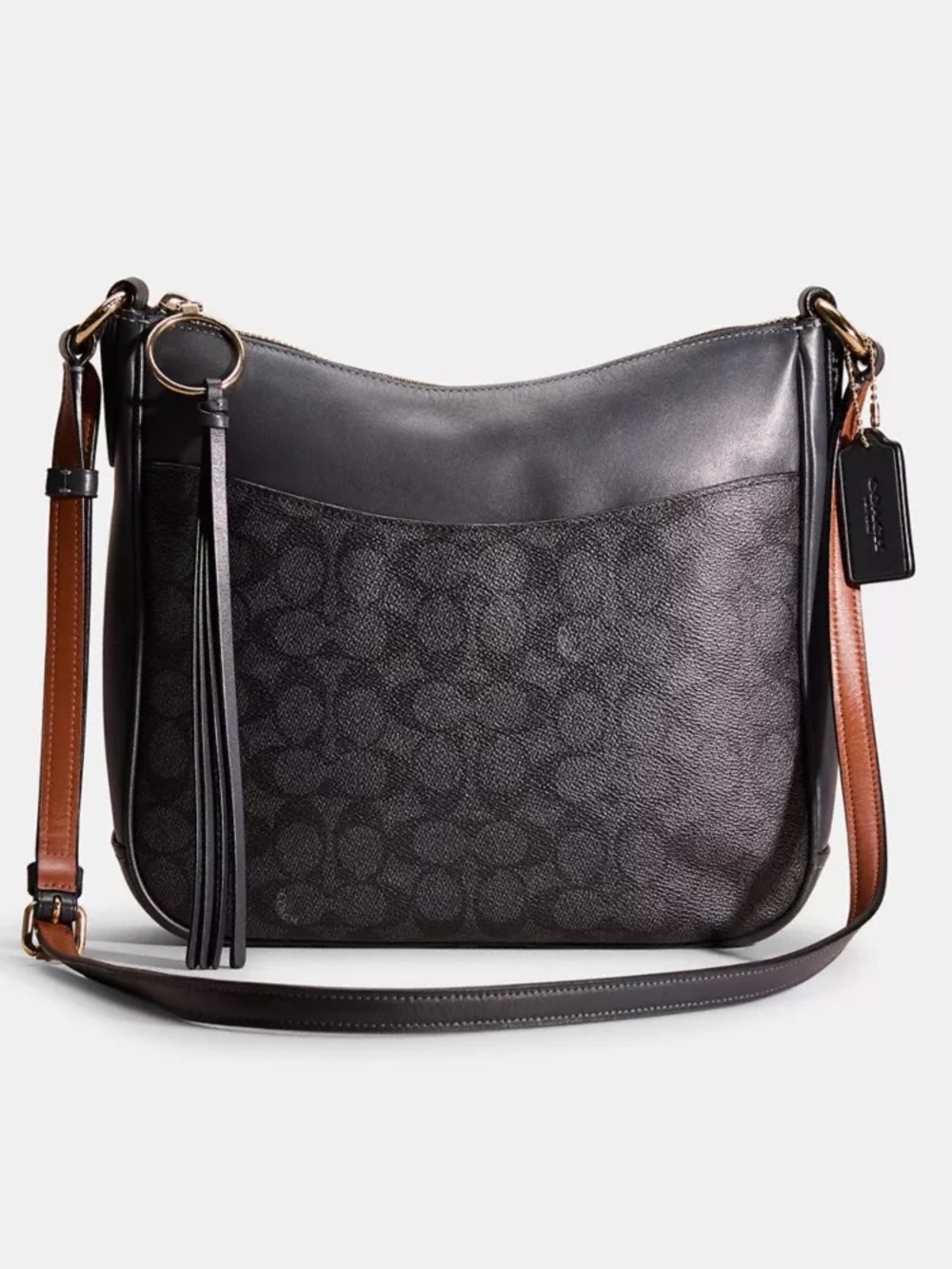 Coach Two-Tone Black and Brown Signature Shoulder Bag